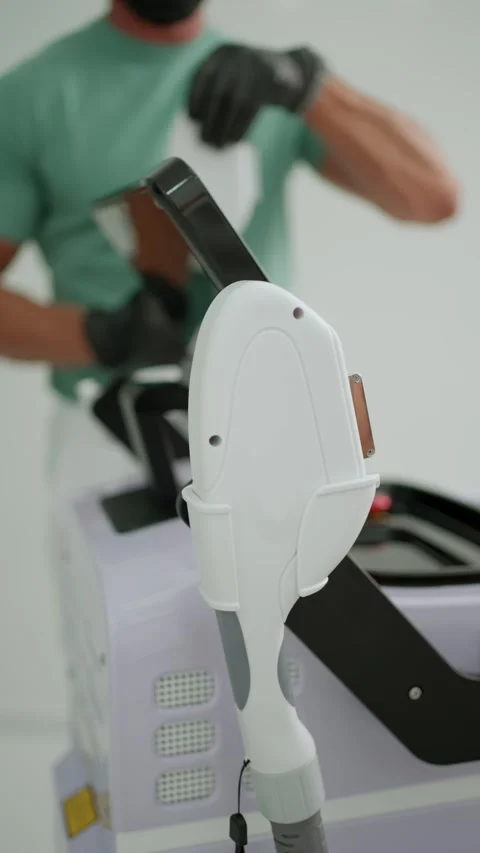 The doctor performs the procedure using an electrical device Stock Footage 251751624