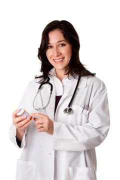 Doctor pharmacist explaining medication Stock Photos