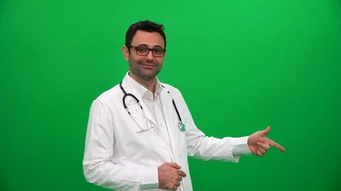 Doctor Pointing Finger Up to Left Corner Видео 88652232
