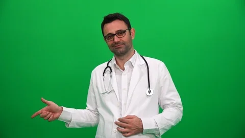 Doctor Pointing Finger Up to Right Corner Stock Footage 88652226