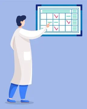 Doctor Practitioner Checking Schedule Isolated Man Stock Illustration