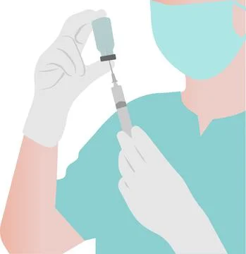 The doctor is preparing to give the injection. Stock Illustration