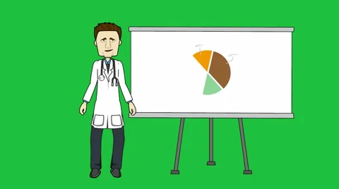 Doctor Presentation Pie Chart (Green Screen 1080): Looping Stock Footage 44638890