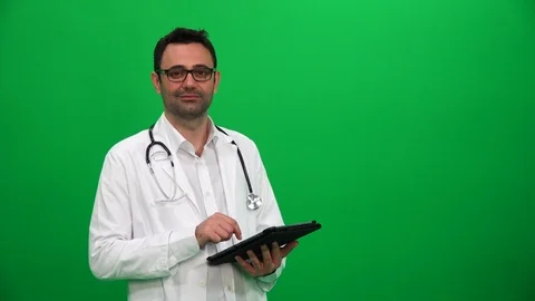 Doctor Presenting With Digital Screen. Left Side. Stock Footage 88652316