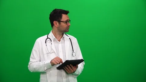 Doctor Presenting With Digital Screen. Left Side. Stock Footage 88652342