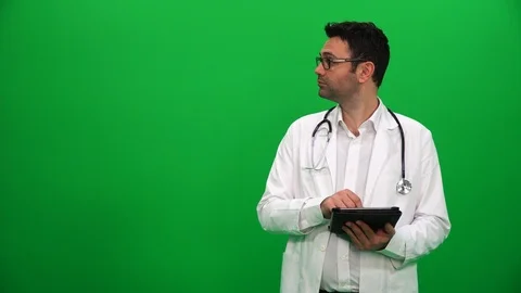 Doctor Presenting With Digital Screen. Right Side. Stock Footage 88652394