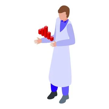 Doctor is presenting growing statistics with a 3d graph in his hands Stock Illustration