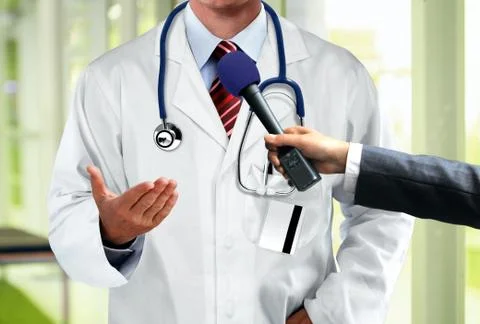 Doctor press interview Stock Photos