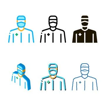 Doctor profession icon vector pack outline Stock Illustration