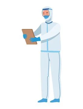 Doctor in protective suit with document Ilustração Stock