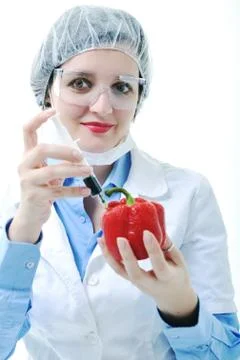 Doctor with red papper Stock Photos