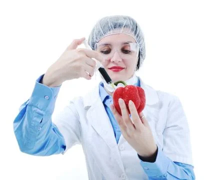 Doctor with red papper Stock Photos