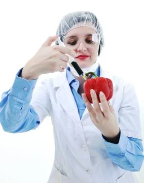 Doctor with red papper Stock Photos