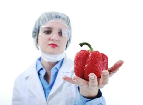 Doctor with red papper Stock Photos