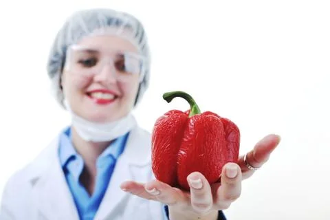 Doctor with red papper Stock Photos