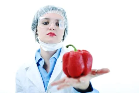Doctor with red papper Stock Photos
