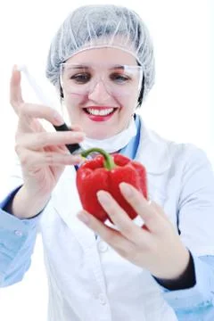 Doctor with red papper Stock Photos