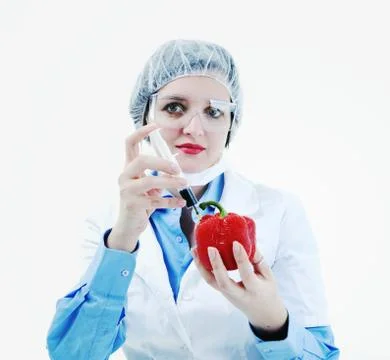 Doctor with red papper Stock Photos