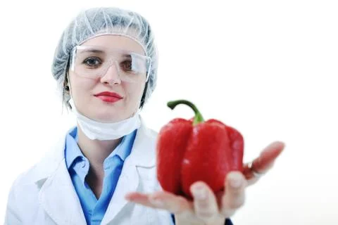 Doctor with red papper Stock Photos