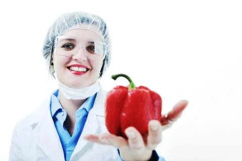 Doctor with red papper Stock Photos