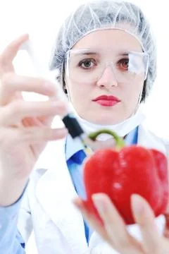 Doctor with red papper Stock Photos