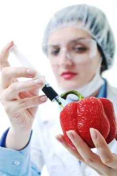 Doctor with red papper Stock Photos