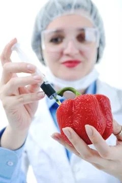 Doctor with red papper Stock Photos