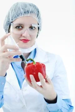 Doctor with red papper Stock Photos