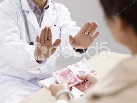 Doctor refusing kickbacks Stock Photos