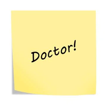 Doctor reminder post note isolated on white with clipping path Stock Illustration