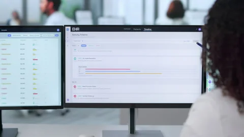 Doctor Reviewing Patient Data On Computer Stock Footage 339912086