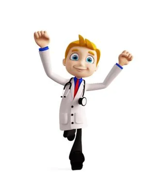 Doctor with running pose Stock Illustration
