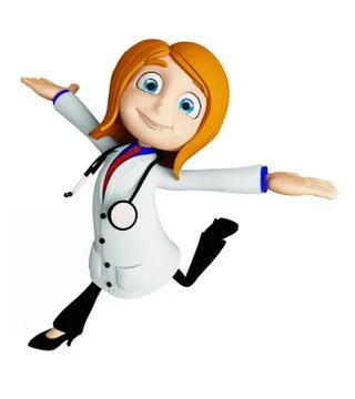 Doctor with running pose Stock Illustration
