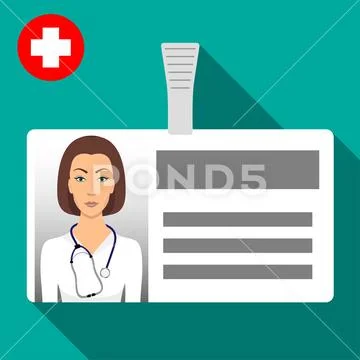 Doctor s name tag badge. Plastic horizontal badge with clasp. Medical worker Stock Illustration