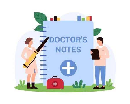 Doctor s notes concept with tiny people イラスト素材