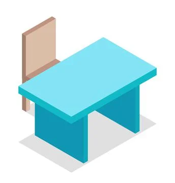 Doctor s workplace at the table in the office. Blue table and brown chair in Stock Illustration