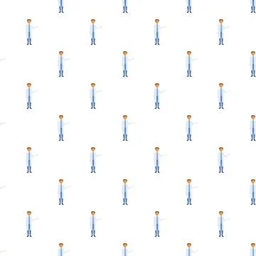 Doctor scientist characters pattern on white background Stock Illustration
