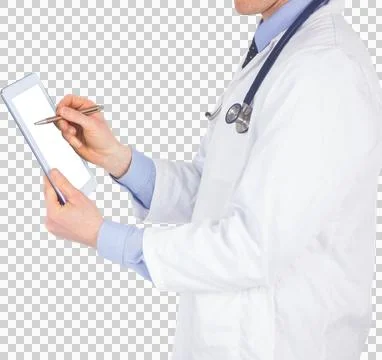 Doctor scrolling on a digital tablet Stock-Illustration