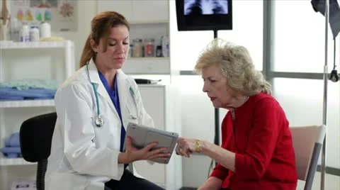 Doctor showing her patient her chart Stock Footage