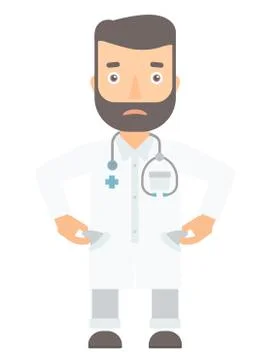 Doctor showing his empty pockets Stock Illustration