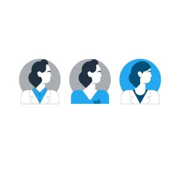 Doctor side view, man turned head, medical worker, surgeon, assistant, physic Illustrazione stock