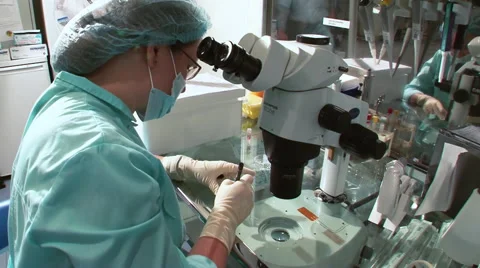 The doctor signed the petri dish at the microscope. 库存影片 56802733