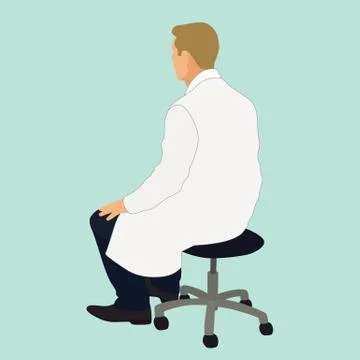 Doctor Sitting on a Stool Stock Illustration