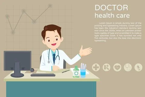 Doctor sitting at the table Stock Illustration