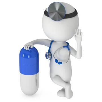Doctor stand with pill 스톡 일러스트