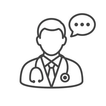 Doctor with stethoscope and speech bubble icon, representing medical consul.. 库存插图