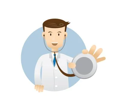 Doctor with Stethoscope Stock Illustration