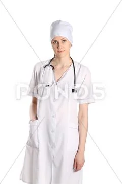Doctor with stethoscope isolated on white Stock Photos