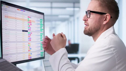 Doctor Struggles With Hospital Computer Stock Footage 331152557