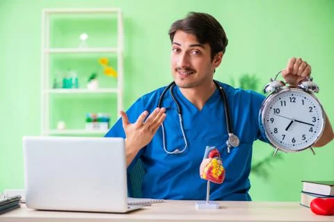 Doctor student explaining heart problems 스톡 사진